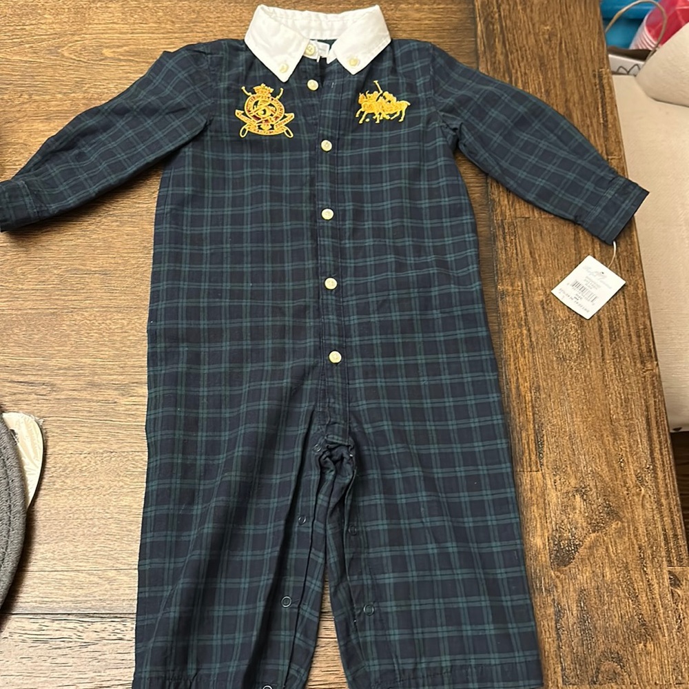 Infant one piece plaid boys Ralph lauren outfit